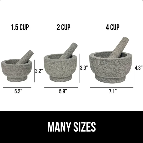 Gorilla Grip 100% Granite Slip Resistant Mortar and Pestle Set, Stone Guacamole Spice Grinder Bowls, Large Molcajete for Mexican Salsa Avocado Taco Mix Bowl, Kitchen Cooking Accessories, 1.5 Cup, Gray Home & Kitchen - Image 6