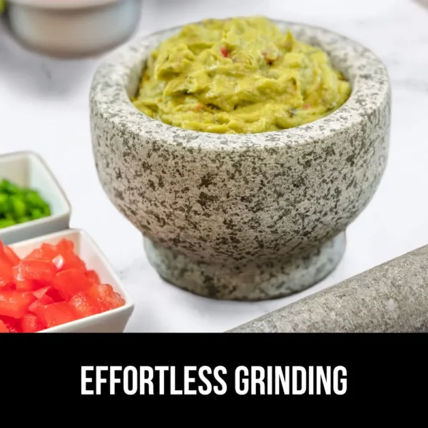 Gorilla Grip 100% Granite Slip Resistant Mortar and Pestle Set, Stone Guacamole Spice Grinder Bowls, Large Molcajete for Mexican Salsa Avocado Taco Mix Bowl, Kitchen Cooking Accessories, 1.5 Cup, Gray Home & Kitchen - Image 8