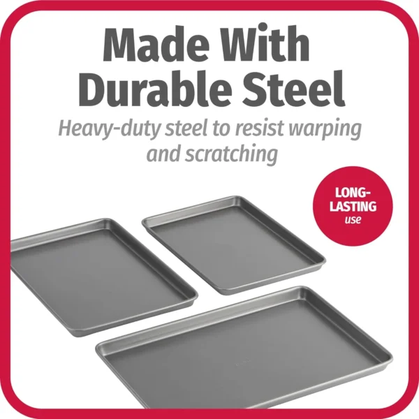 Goodcook Nonstick Steel 3-Piece Cookie Sheet Set Baking Sheets: Home & Kitchen - Image 5