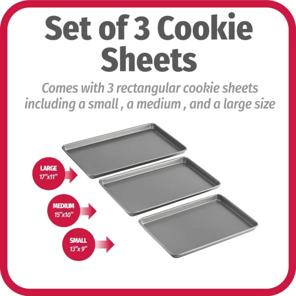 Goodcook Nonstick Steel 3-Piece Cookie Sheet Set Baking Sheets: Home & Kitchen - Image 2